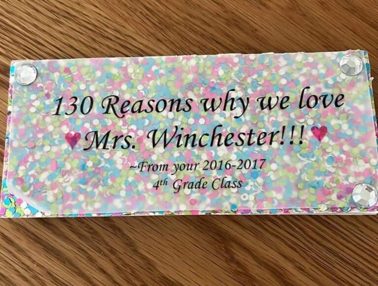 teacher appreciation gift book from the class listing reasons why they love the teacher