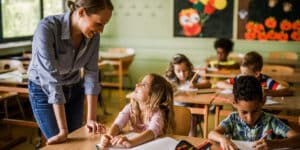 teachers with students in classroom