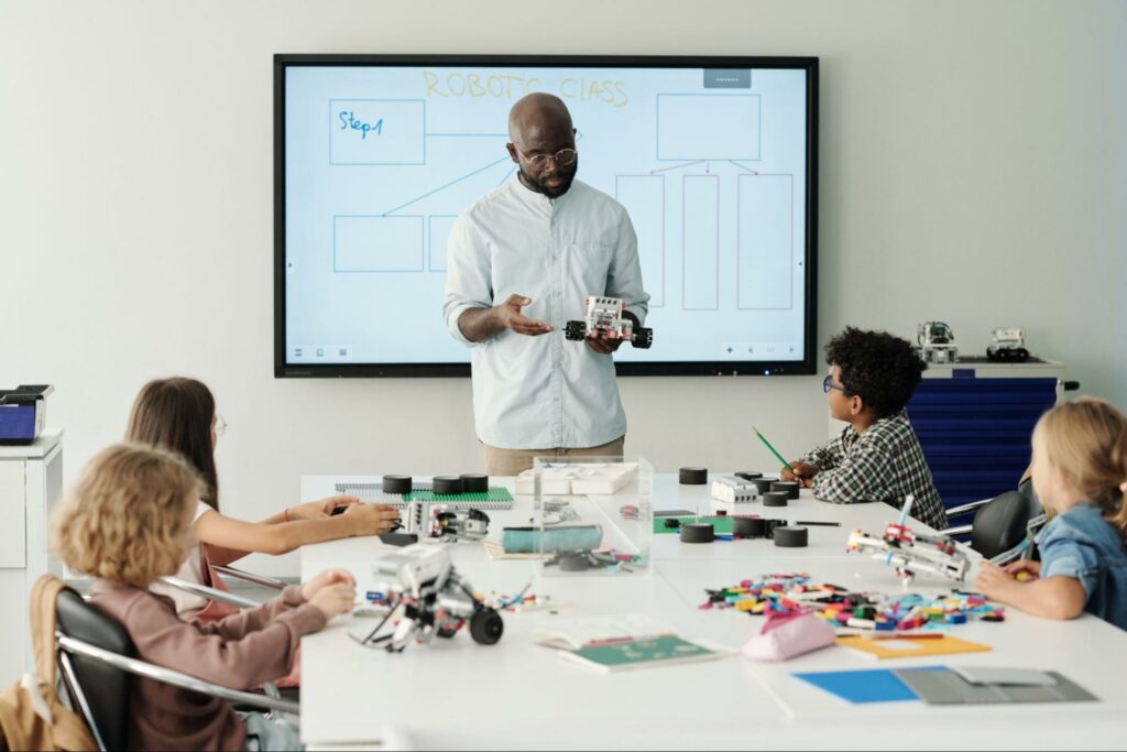 Engaging classroom activities with students exploring hands-on learning and collaboration.