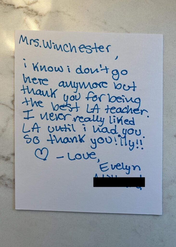 student note to teacher