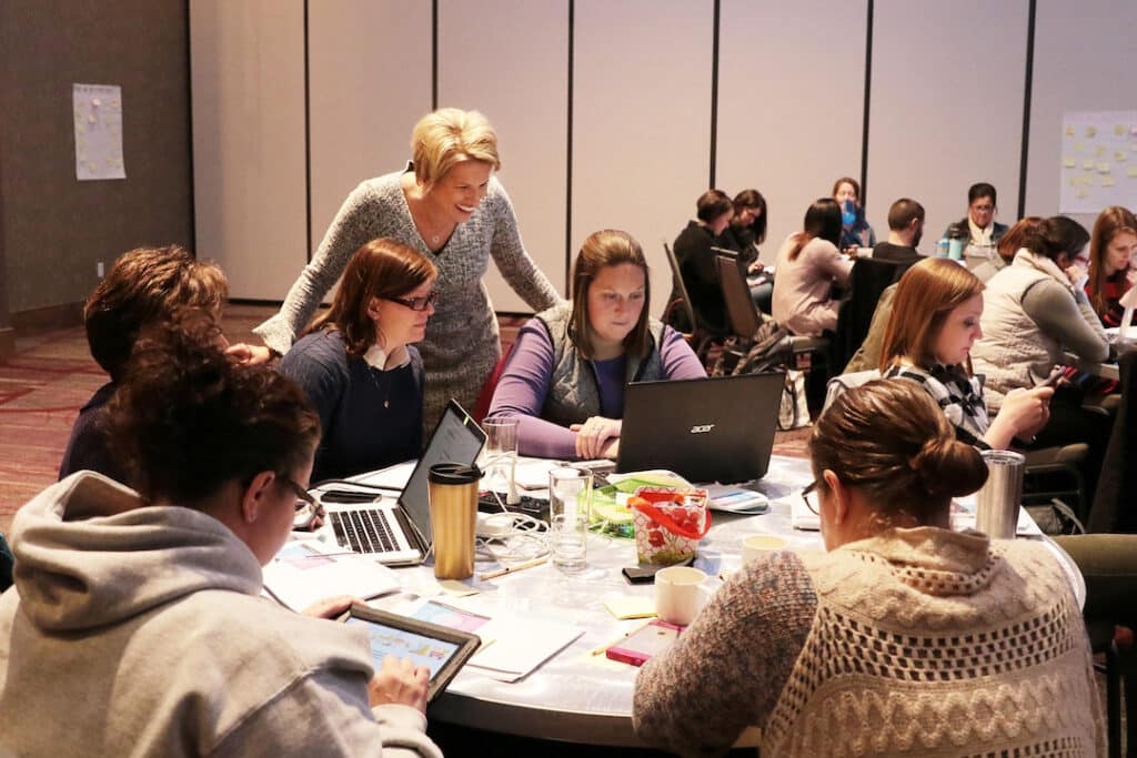 Interactive workshop with participants engaging in hands-on learning activities.