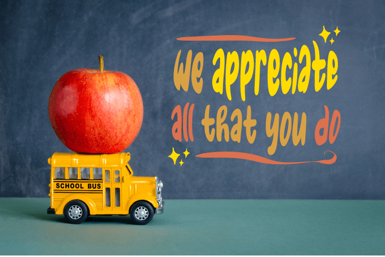 Appreciation written on the board.