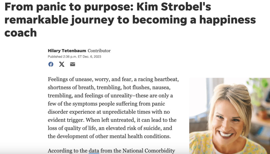 Snip of Kim Strobel's featured article.