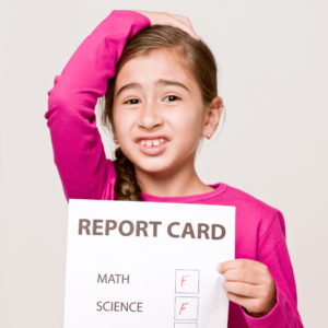 Student with a bad report card