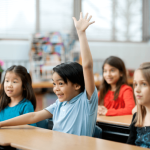 kid raising hand reluctantly