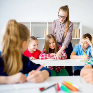 teacher guiding a student