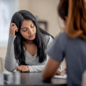 girl feeling sad or confused