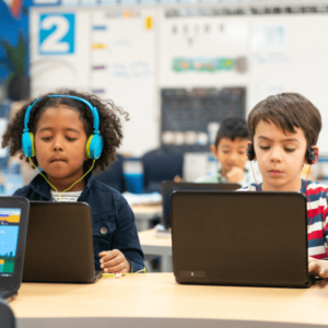 students using gadgets or laptop inside the classroom