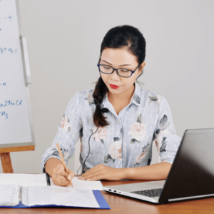 Teacher making a lesson plan.