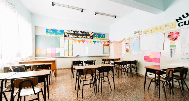 Decorated classroom.