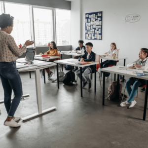 classroom with students and teacher