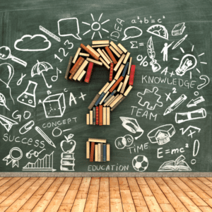 question mark on the blackboard