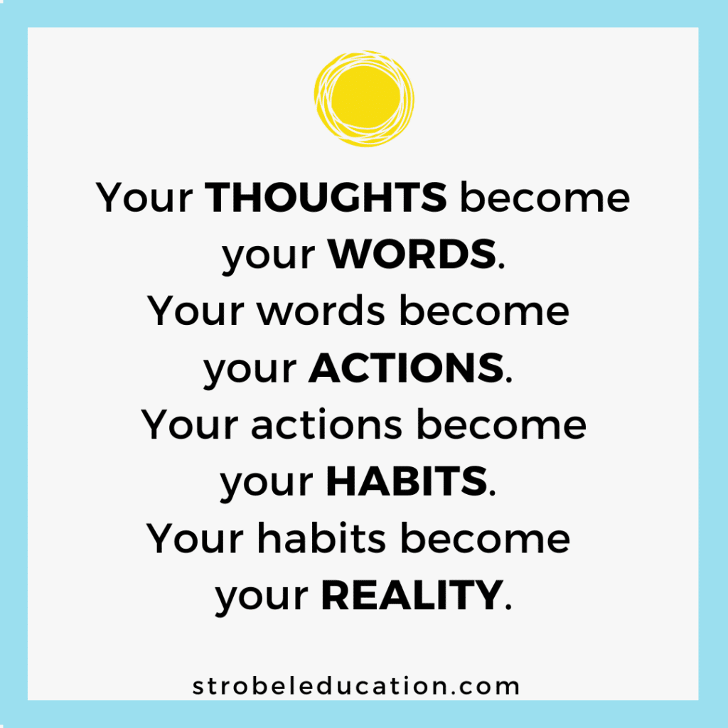 Quotation on how thoughts can become our reality.