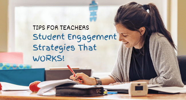 teacher writing something on her notes