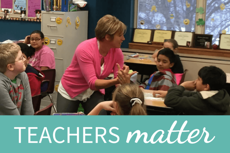Female teacher in a classroom with young children